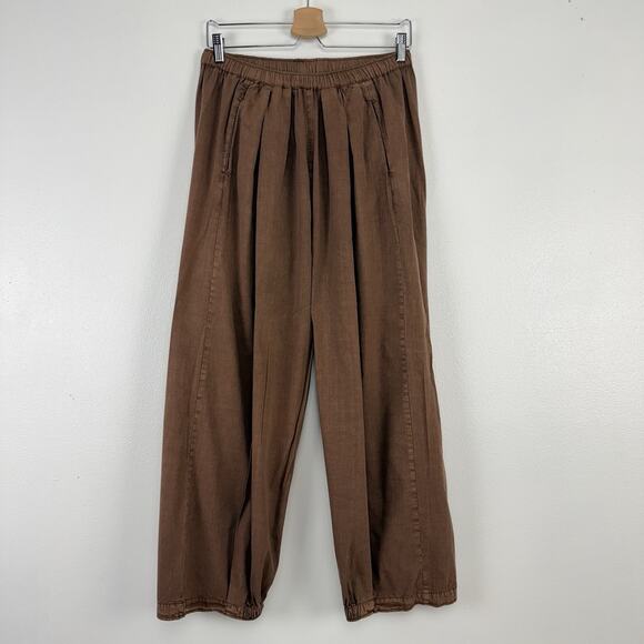 Free People To The Sky Parachute Pants Small Slouchy Trousers Brown Boho Pull On - Picture 2 of 16